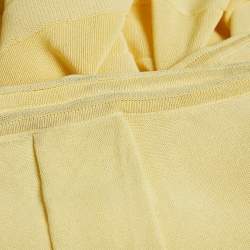 Jacquemus Yellow Stretch Knit Pleated Valensole Off-Shoulder Maxi Dress S