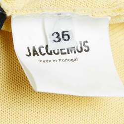 Jacquemus Yellow Stretch Knit Pleated Valensole Off-Shoulder Maxi Dress S