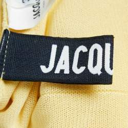 Jacquemus Yellow Stretch Knit Pleated Valensole Off-Shoulder Maxi Dress S