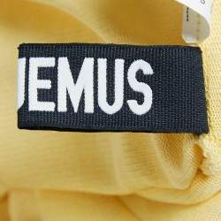 Jacquemus Yellow Stretch Knit Pleated Valensole Off-Shoulder Maxi Dress S