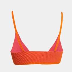Jacquemus Orange/Pink Rib Knit V-Neck Bralette Top M