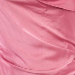 Pre Owned Jacquemus Pink Satin Ruche Asymmetric La Robe Saudade Short Dress M