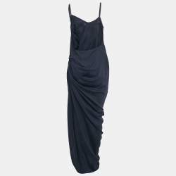 Jacquemus Navy Blue Crepe Le Splash Asymmetric Maxi Dress M