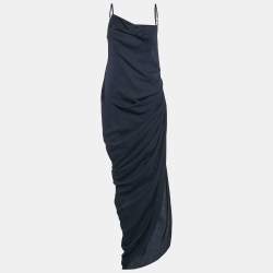 Jacquemus Navy Blue Crepe Le Splash Asymmetric Maxi Dress M