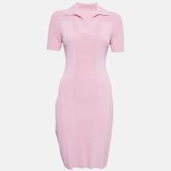 Jacquemus Pink Rib Knit Back Open Mini Dress M
