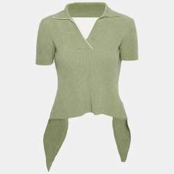 Jacquemus Green Rib Knit Tie-Up Back Open Top S