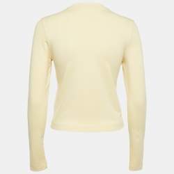 Pre Owned قميص بأكمام طويلة بتفاصيل شريط شعار باللون الأصفر من جاكيموس قطن بمقاس صغير جداً