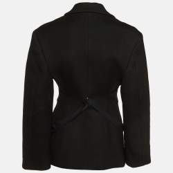 Jacquemus Black Wool Le Papier Zip Detail Blazer S