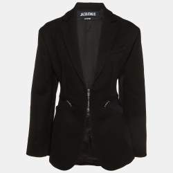 Jacquemus Black Wool Le Papier Zip Detail Blazer S