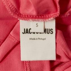 Jacquemus Pink Cotton knit & Lyocell Knit Le Double Crop T-Shirt S