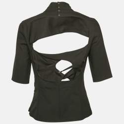Jacquemus Black Crepe Palmi Twist-Front Top M