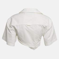 Jacquemus White Poplin Asymmetric Crop Top S