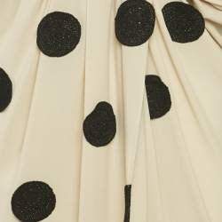 Jacquemus Light Beige Polka Dot Applique Detail Crepe Fringed Long Skirt L