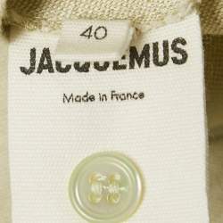 Jacquemus Light Green Cotton and Linen Button Front Cut-Out Mini Dress L