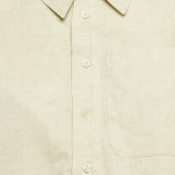 Jacquemus Light Green Cotton and Linen Button Front Cut-Out Mini Dress L