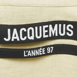 Jacquemus Light Green Cotton and Linen Button Front Cut-Out Mini Dress L
