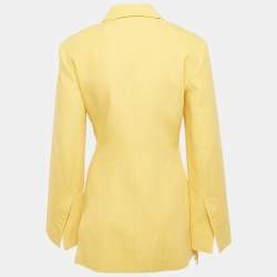 Pre Owned Jacquemus Yellow Linen Blend Double Breasted Blazer S