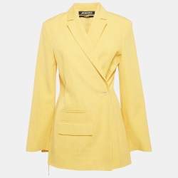 Jacquemus Yellow Linen Blend Double Breasted Blazer S