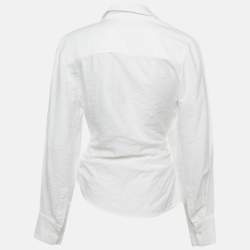 Pre Owned Jacquemus White Viscose Tie-Up Detail Le Raphia Blouse XS