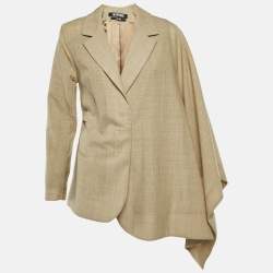 Pre Owned Jacquemus Beige Wool Le Souk Draped Sleeve Jacket M