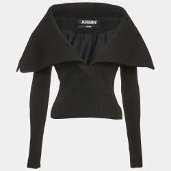 Jacquemus Black Jersey  Draped Collar The Cuadrada La Casa Jacket S