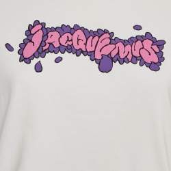 مملوكة مسبقًا Jacquemus White Doddle Logo Print Jersey T-Shirt S