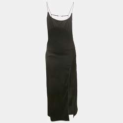 Pre Owned Jacquemus Black Satin Sleeveless Slip Dress S 