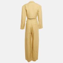 Pre Owned Jacquemus Yellow Pinstripe Linen L'Amour Suit S