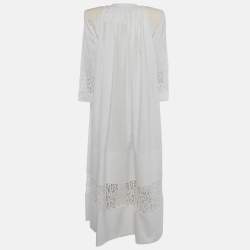 Pre Owned فستان جاكيموس لو سانتون دي بروفنس قطن أبيض ماكسي مقاس صغير