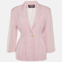 Pre Owned Jacquemus Pink Silk Blend Button Front Blazer S
