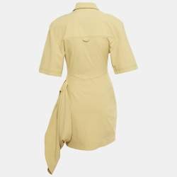 Pre Owned Jacquemus Green Cotton Blend Draped Le Raphia Shirt Dress S