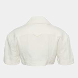 Pre Owned Jacquemus Cream Hemp & Cotton Le Splash Bebi Crop Top S