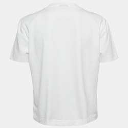 Pre Owned Jacquemus White Cotton Crew Neck Gros Grain T-Shirt XXL