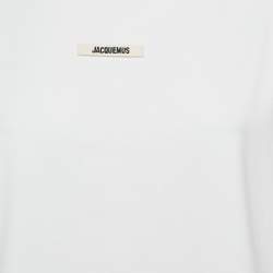Pre Owned Jacquemus White Cotton Crew Neck Gros Grain T-Shirt XXL