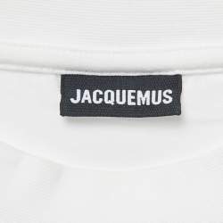Pre Owned Jacquemus White Cotton Crew Neck Gros Grain T-Shirt XXL