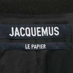 Pre Owned Jacquemus Black Wool Criss Cross Tie Detail Le Manteau Lacciu Coat L