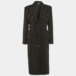 Pre Owned Jacquemus Black Wool Criss Cross Tie Detail Le Manteau Lacciu Coat L