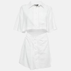 Pre Owned Jacquemus White Crepe Cut-Out Mini Dress M