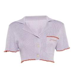 Pre Owned Jacquemus Purple Lurex Knit Le Haut Brilho Bowling Crop Top XS