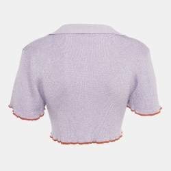 Pre Owned Jacquemus Purple Lurex Knit Le Haut Brilho Bowling Crop Top XS