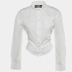 Pre Owned Jacquemus White Cotton Le Splash Crop Top S 