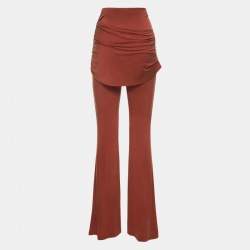 Pre Owned Jacquemus Burnt Orange Jersey Ruched Overlay Espelho Drawcord Trousers S 