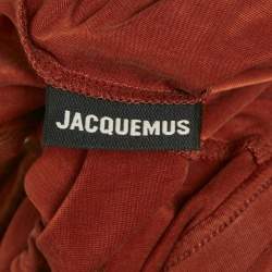 Pre Owned Jacquemus Burnt Orange Jersey Ruched Overlay Espelho Drawcord Trousers S 