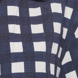Pre Owned Jacquemus Navy Blue/White Checkered Silk Blend & Jersey Crop Top & Skirt Set S