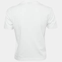 Pre Owned Jacquemus White Logo Cotton Crewneck T-Shirt L