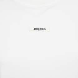 Pre Owned Jacquemus White Logo Cotton Crewneck T-Shirt L