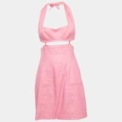 Pre Owned Jacquemus Pink Linen Blend Cut-Out La Robe Limao Mini Dress M