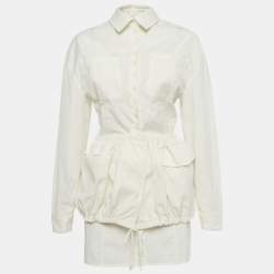 Pre Owned Jacquemus Ivory Crepe Layered  Le Coup de Soleil Mini Dress M