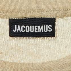 Pre Owned Jacquemus Beige Cotton & Linen Blend Fitted T-Shirt Tops