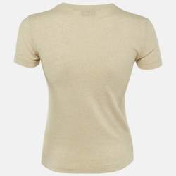 Pre Owned Jacquemus Beige Cotton & Linen Blend Fitted T-Shirt Tops